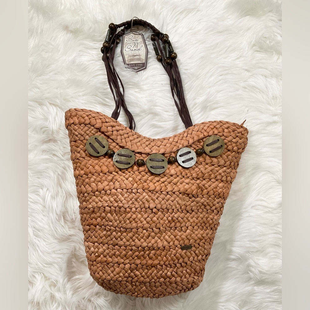 Beaded straw bag